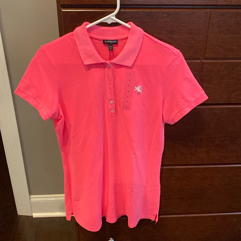 Express size L neon pink polo shirt
